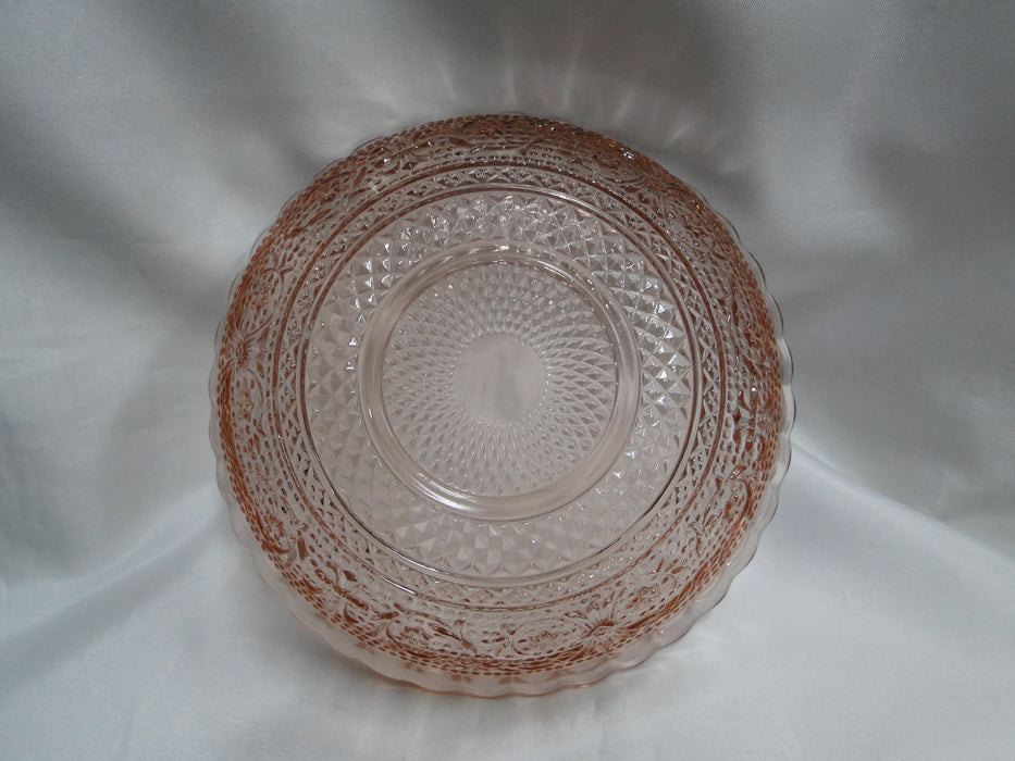 Kig Trellis Pink, Sandwich Glass, Fleur de Lis: Round Bowl, 6 7/8" x 2 3/4"