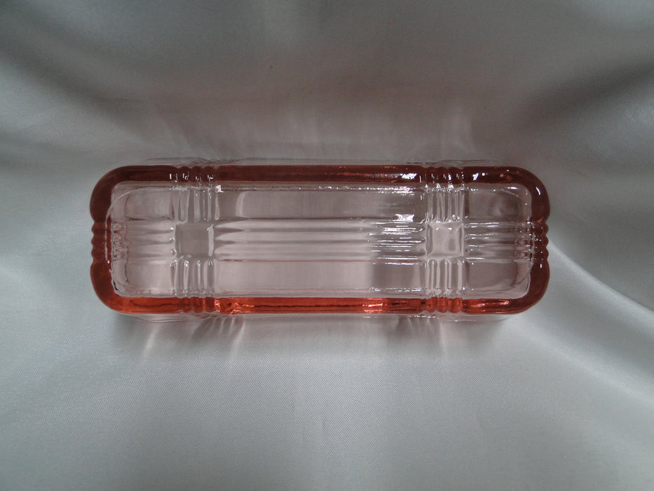 Hazel-Atlas Crisscross Pink, Crisscross Design: 1/4 Pound Covered Butter Dish