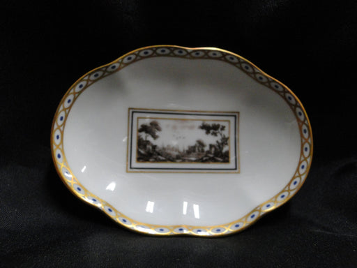 Richard Ginori Fiesole, Brown Scene: Oval Scalloped Dish / Tray (s), 4 5/8"
