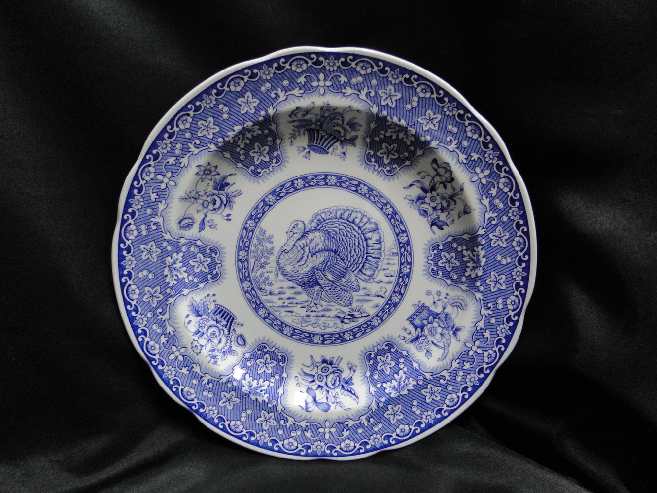 Spode Festival Blue, Turkey, Flower Baskets: Dinner Plate (s), 10 1/2"
