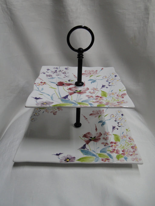 222 Fifth Garden Beauty, Multicolored Florals: 2-Tier Serving Tray, 10 1/2" & 8"