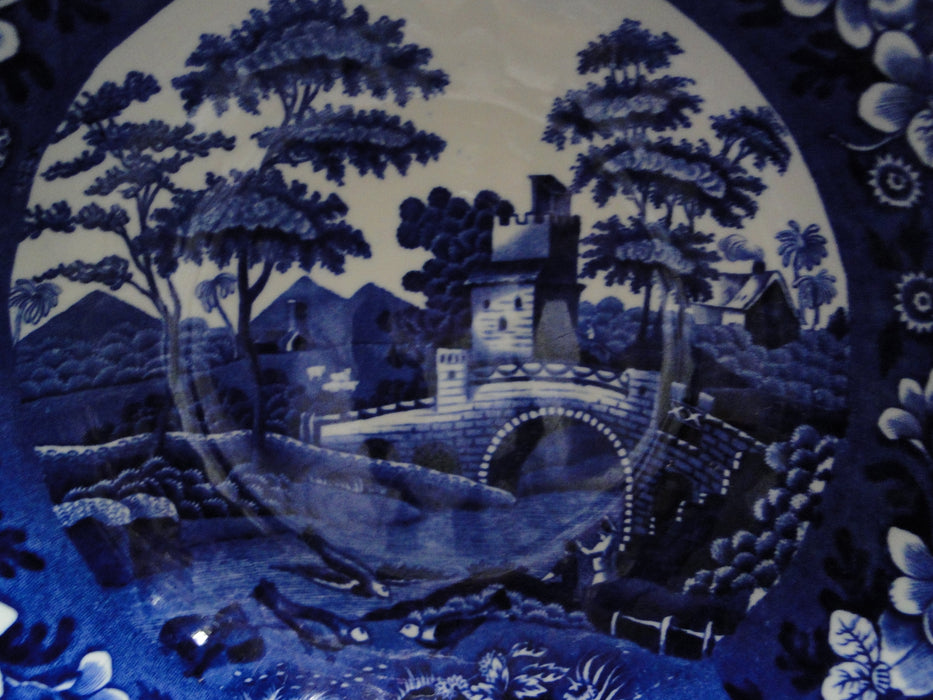 Copeland Spode's Tower Blue, Flowers & Scene: Salad / Serving Bowl, 10" x 3 3/4"