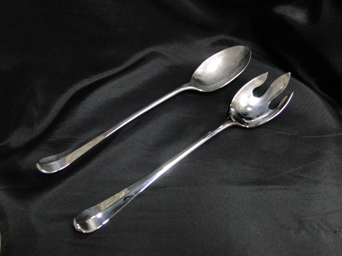 Silverplate Flatware Made in China: Salad Serving Spoon & Fork, 12 1/2"