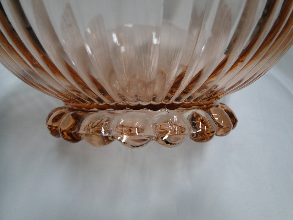 Anchor Hocking AHC37 Pink, Ribbed Design: Salad Serving Bowl, 9 3/8" x 4 1/4"