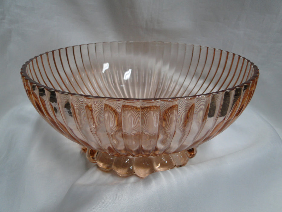 Anchor Hocking AHC37 Pink, Ribbed Design: Salad Serving Bowl, 9 3/8" x 4 1/4"