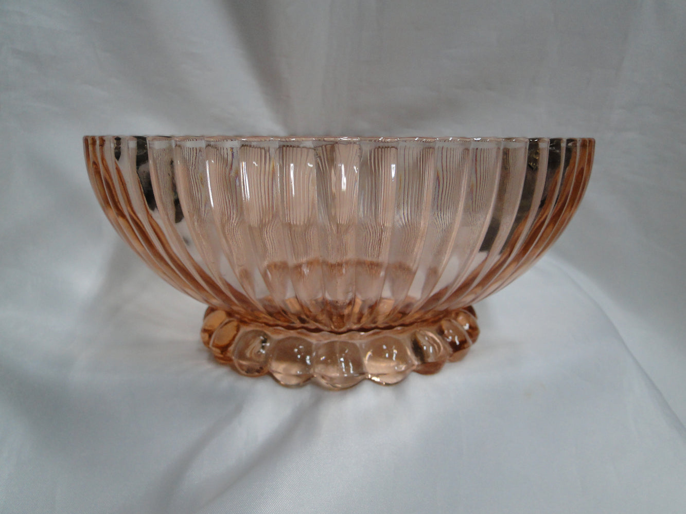 Anchor Hocking AHC37 Pink, Ribbed Design: Salad Serving Bowl, 9 3/8" x 4 1/4"