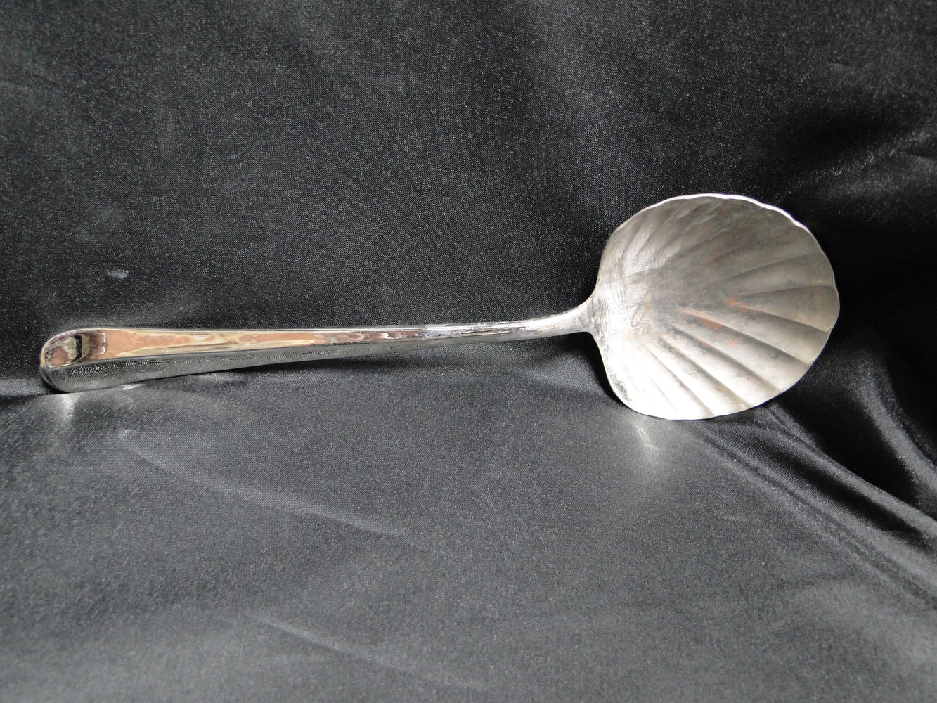 Silverplate Flatware Made in China: Casserole Spoon w/ Shell Bowl, 10 3/8", Wear