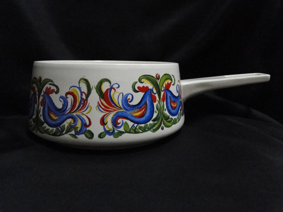 Villeroy & Boch Vil129 w/ Blue, Red & Yellow Roosters: Cooking Pot, 6" x 3" Tall