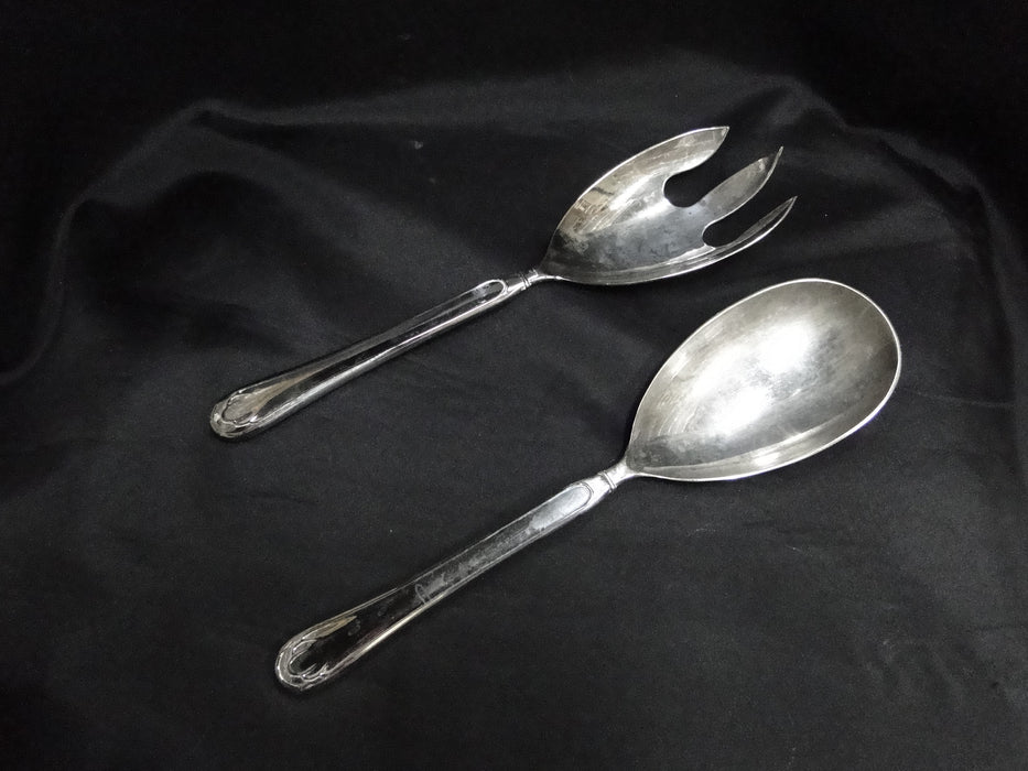 Silverplate Flatware Made in China: Salad Serving Spoon & Fork, 10 3/4"