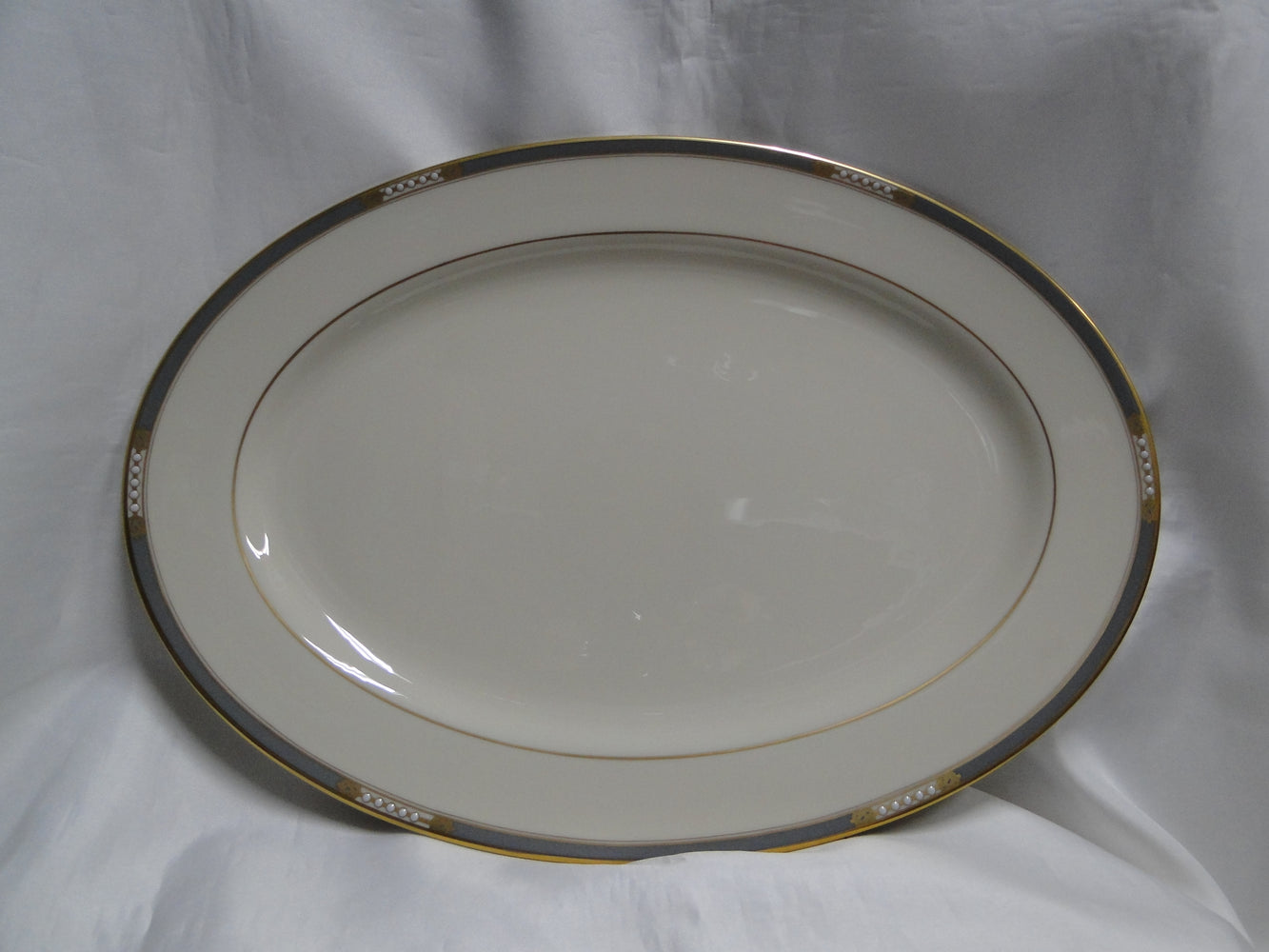 Lenox McKinley, Gray Band: Oval Serving Platter, 16" x 11 3/8"