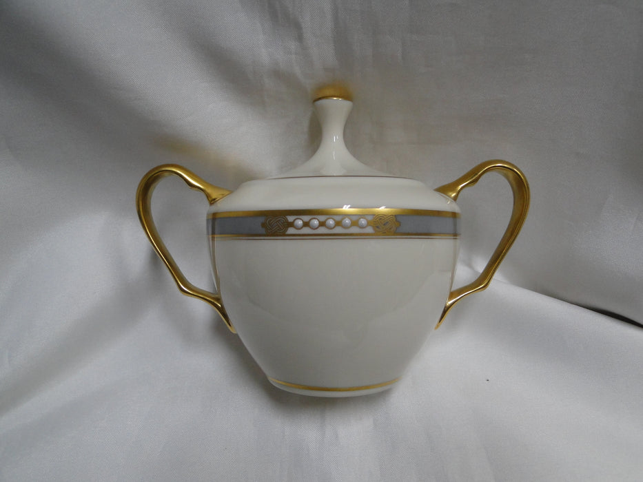 Lenox McKinley, Gray Band: Sugar Bowl & Lid, 4 1/4" Tall