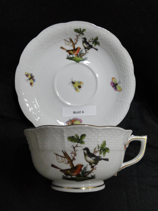 Herend Rothschild Bird: Cup & Saucer Set, 734 & 734, RO, Motif A