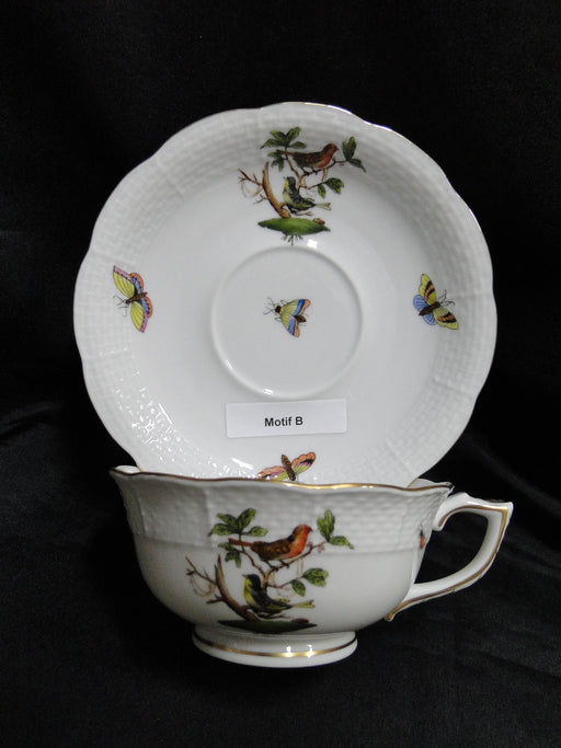 Herend Rothschild Bird: Cup & Saucer Set, 734 & 734, RO, Motif B