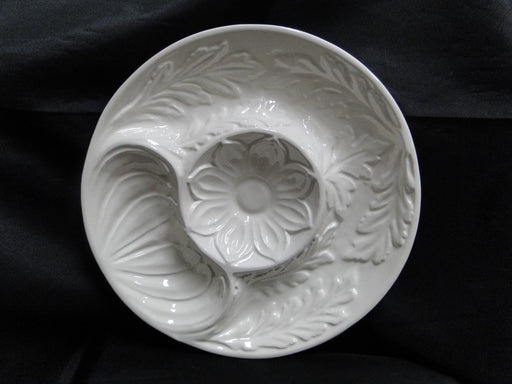 Whittier Pottery, White Embossed Leaves: Artichoke / Appetizer Dish, 10 1/8"