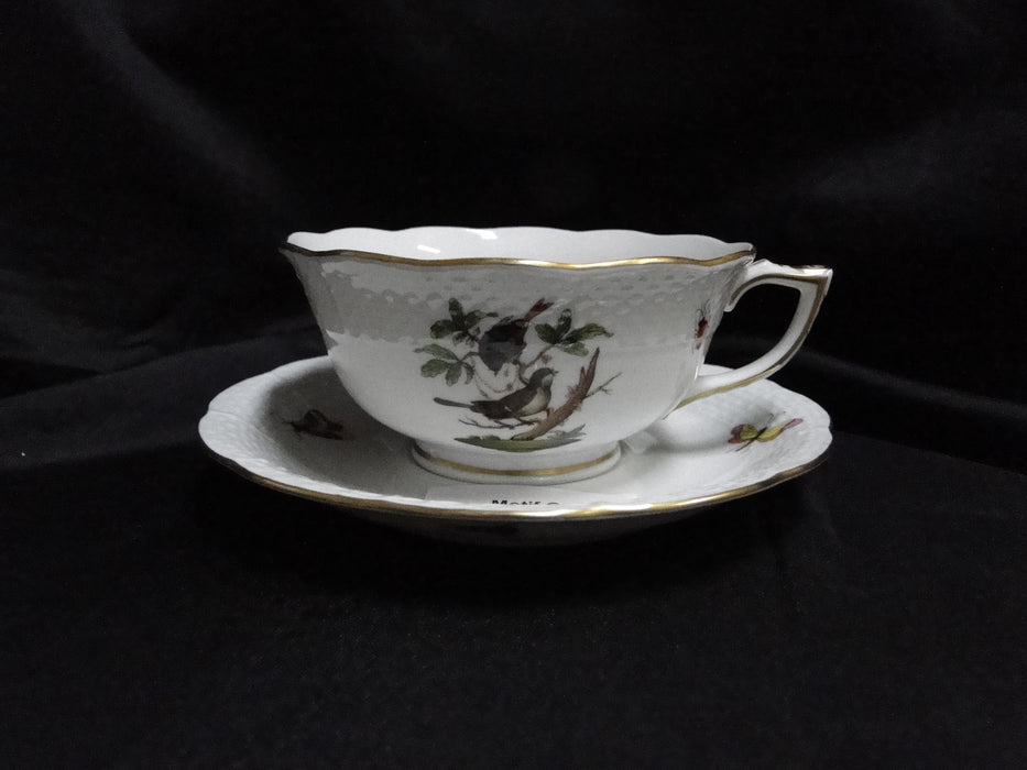 Herend Rothschild Bird: Cup & Saucer Set, 734 & 734, RO, Motif C