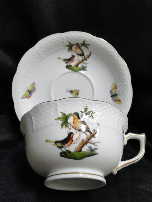 Herend Rothschild Bird: Cup & Saucer Set, 734 & 734, RO, Motif D
