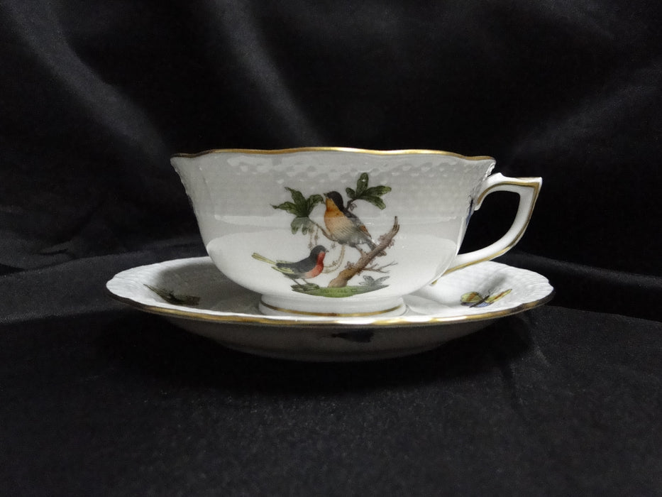 Herend Rothschild Bird: Cup & Saucer Set, 734 & 734, RO, Motif D