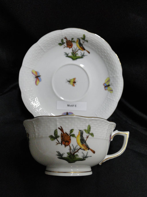 Herend Rothschild Bird: Cup & Saucer Set, 734 & 734, RO, Motif E