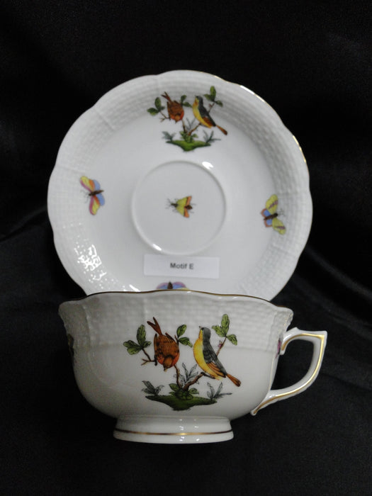 Herend Rothschild Bird: Cup & Saucer Set, 734 & 734, RO, Motif E