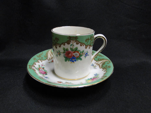 Tuscan Blenheim, Green Edge, Florals: Demitasse Cup & Saucer Set, Crazing