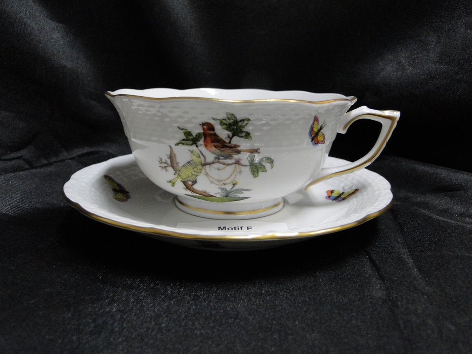 Herend Rothschild Bird: Cup & Saucer Set, 734 & 734, RO, Motif F