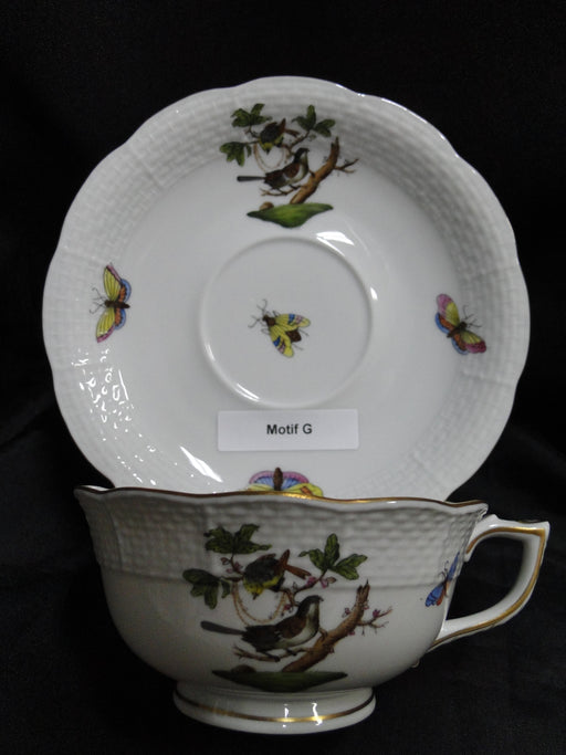 Herend Rothschild Bird: Cup & Saucer Set, 734 & 734, RO, Motif G