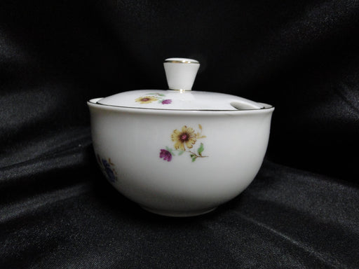 Arzberg, White w/ Multi Flowers, Gold Trim: Sugar Bowl & Lid, 2 3/4" Tall