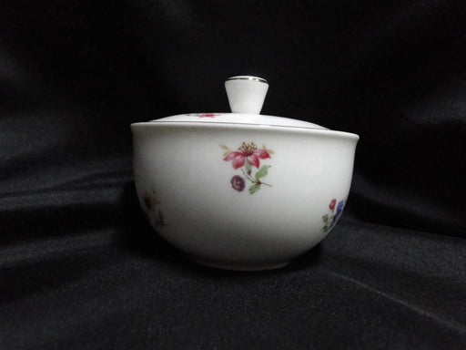 Arzberg, White w/ Multi Flowers, Gold Trim: Sugar Bowl & Lid, 2 3/4" Tall