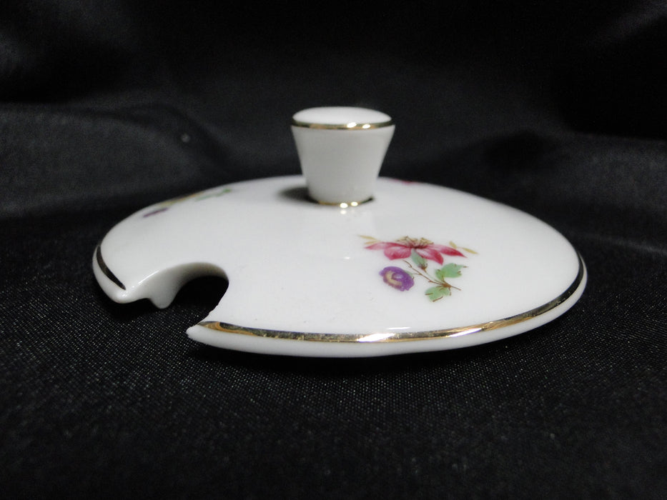 Arzberg, White w/ Multi Flowers, Gold Trim: Sugar Bowl & Lid, 2 3/4" Tall