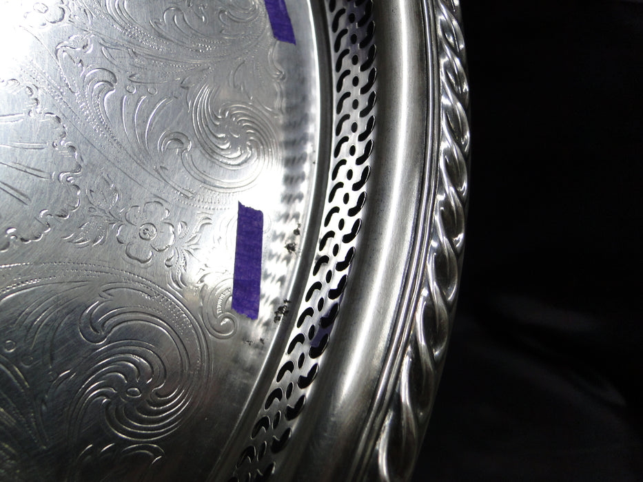 International Silver English Gadroon, Rogers: Silverplate Round Tray, 15"