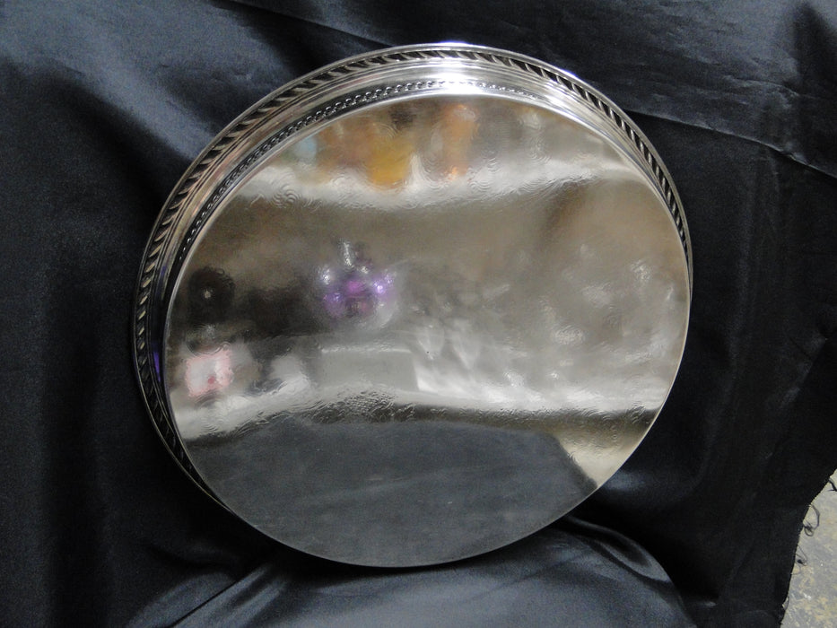 International Silver English Gadroon, Rogers: Silverplate Round Tray, 15"