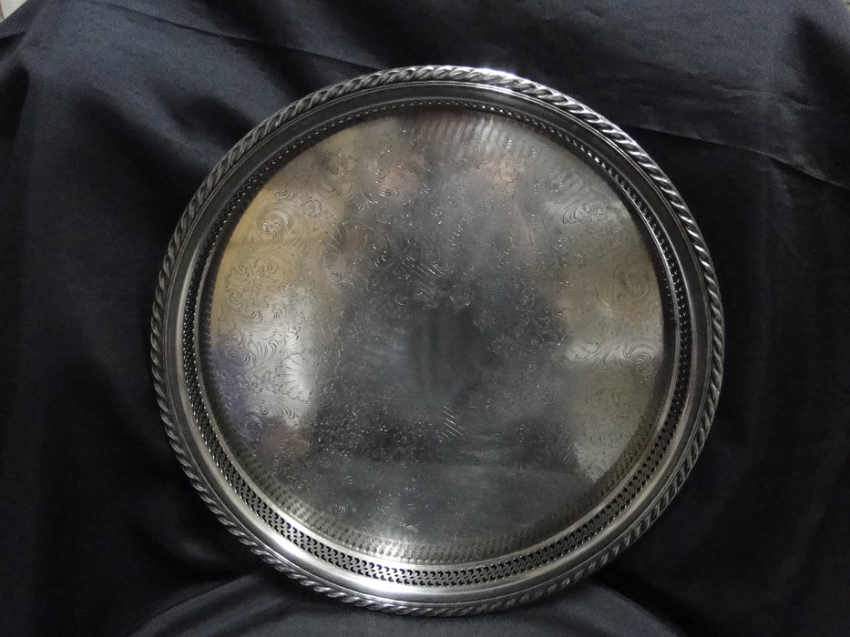 International Silver English Gadroon, Rogers: Silverplate Round Tray, 15"