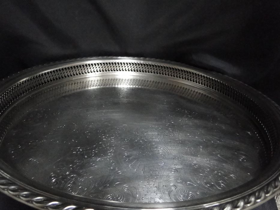 International Silver English Gadroon, Rogers: Silverplate Round Tray, 15"