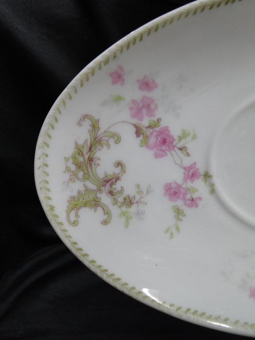 Austria AUS131, Pink Roses, Green Scrolls & Leaves, Gold: Gravy & Underplate