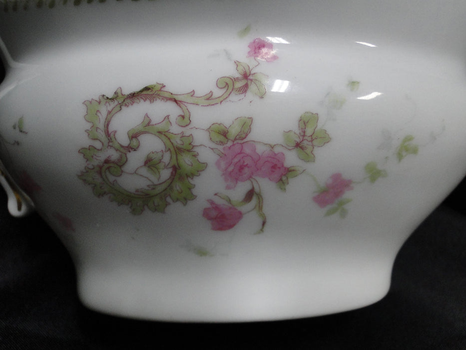 Austria AUS131, Pink Roses, Green Scrolls & Leaves, Gold: Gravy & Underplate