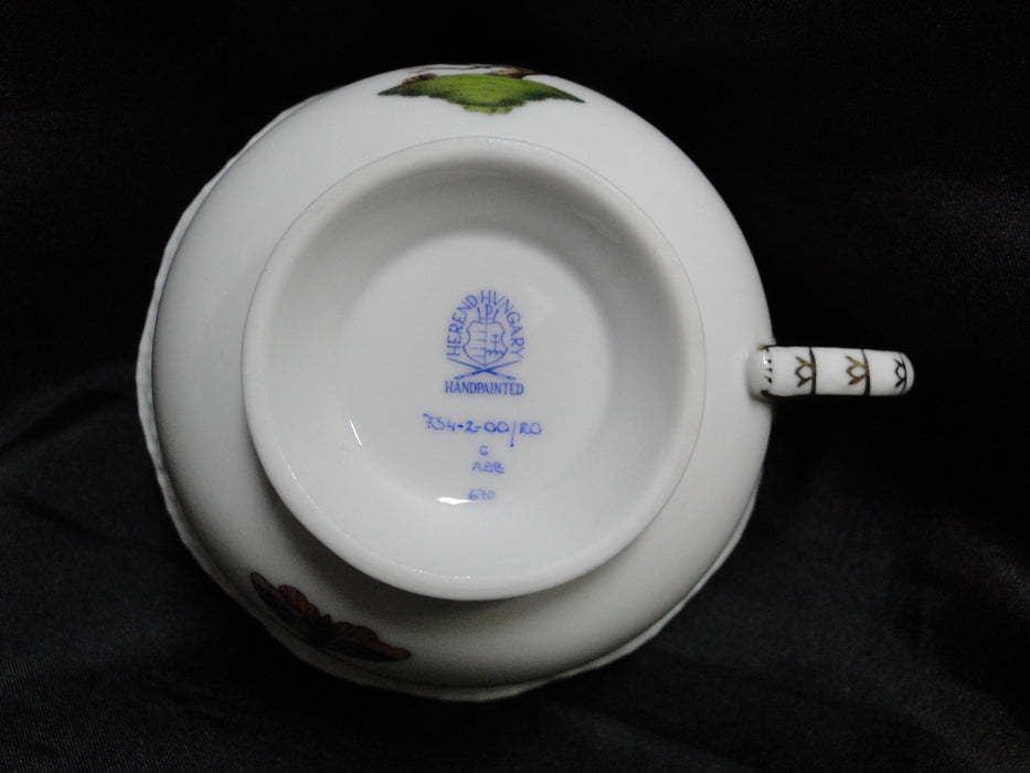 Herend Rothschild Bird: Cup & Saucer Set, 734 & 734, RO, Motif H