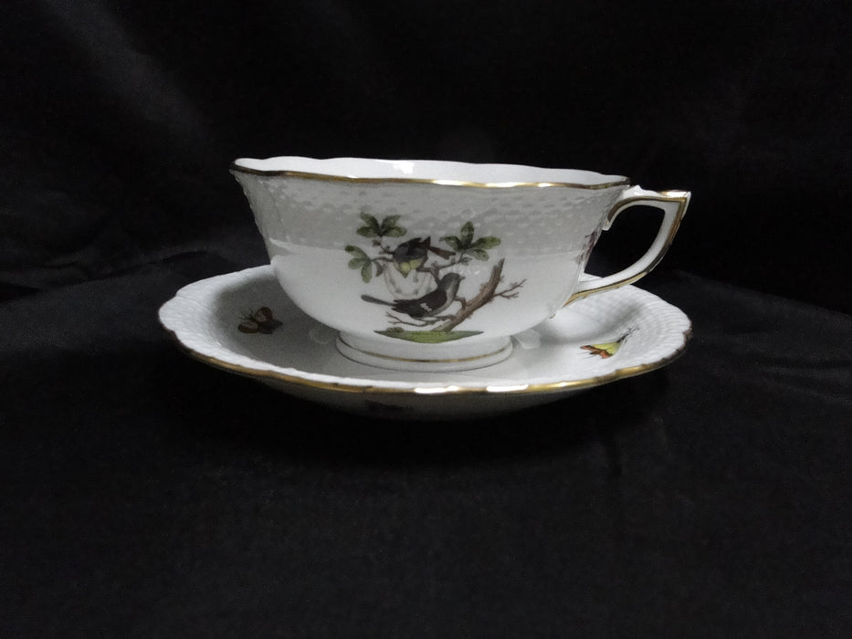 Herend Rothschild Bird: Cup & Saucer Set, 734 & 734, RO, Motif H