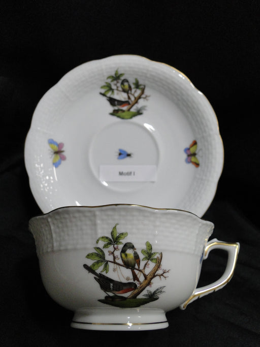Herend Rothschild Bird: Cup & Saucer Set, 734 & 734, RO, Motif I