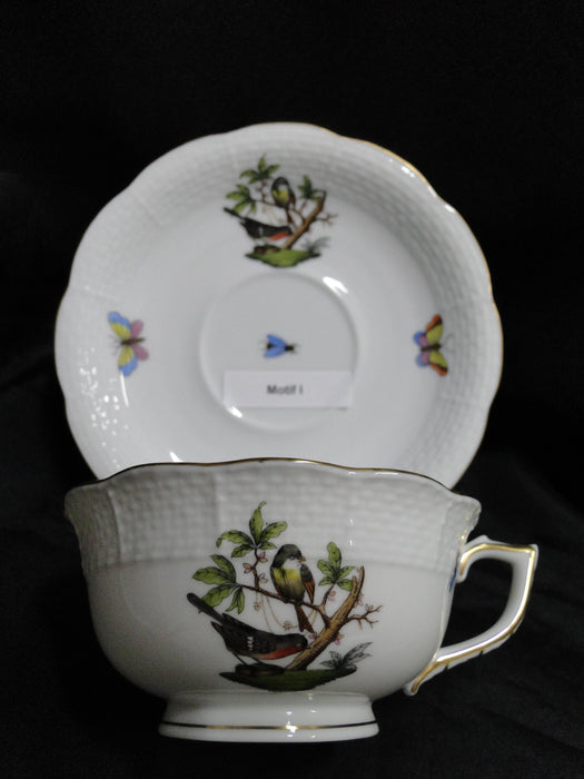 Herend Rothschild Bird: Cup & Saucer Set, 734 & 734, RO, Motif I