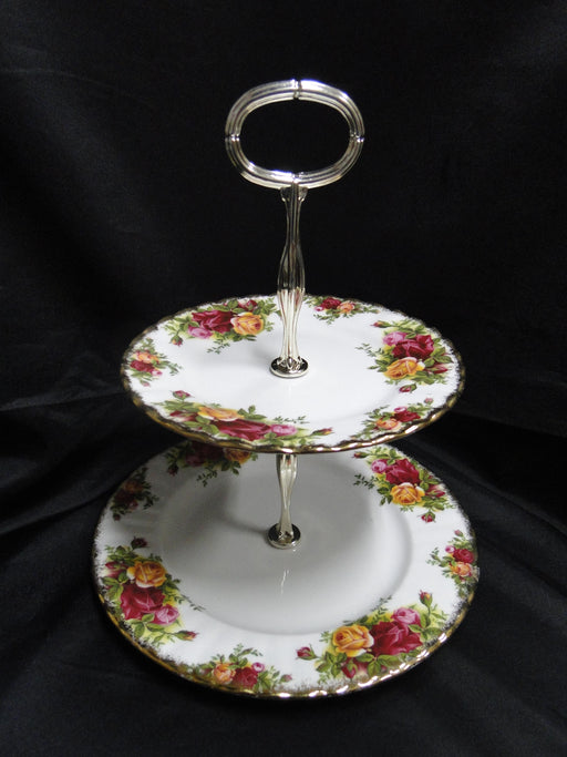 Royal Albert Old Country Roses, England: 2-Tier Serving Tray, 8" Diameter
