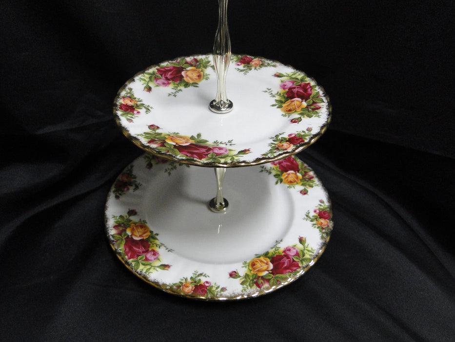 Royal Albert Old Country Roses, England: 2-Tier Serving Tray, 8" Diameter