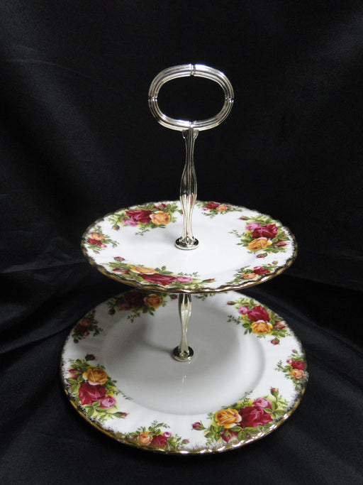 Royal Albert Old Country Roses, England: 2-Tier Serving Tray, 8" Diameter