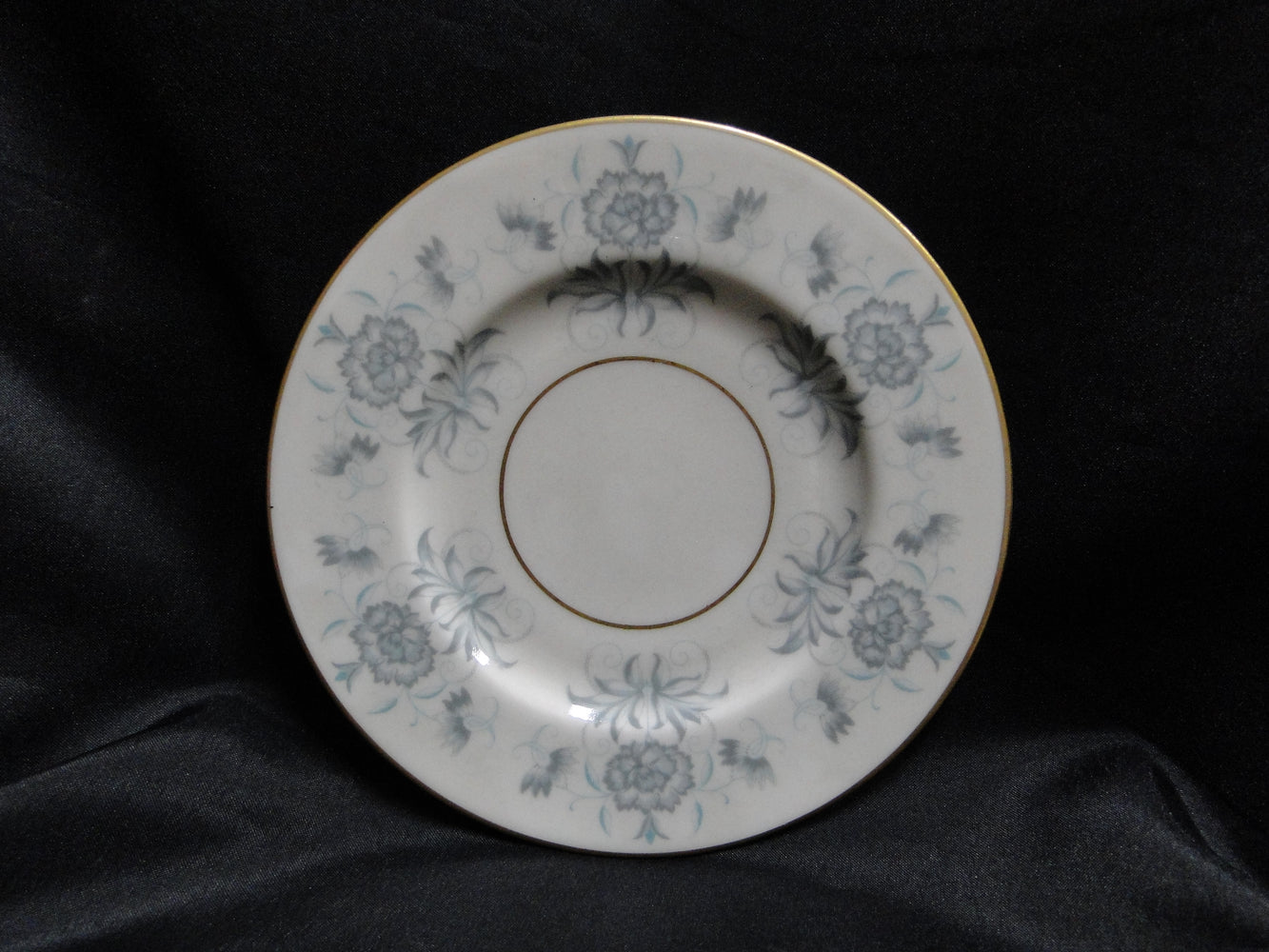 Castleton Caprice, Gray Flowers, Gold Trim: Bread Plate (s), 6 1/4"