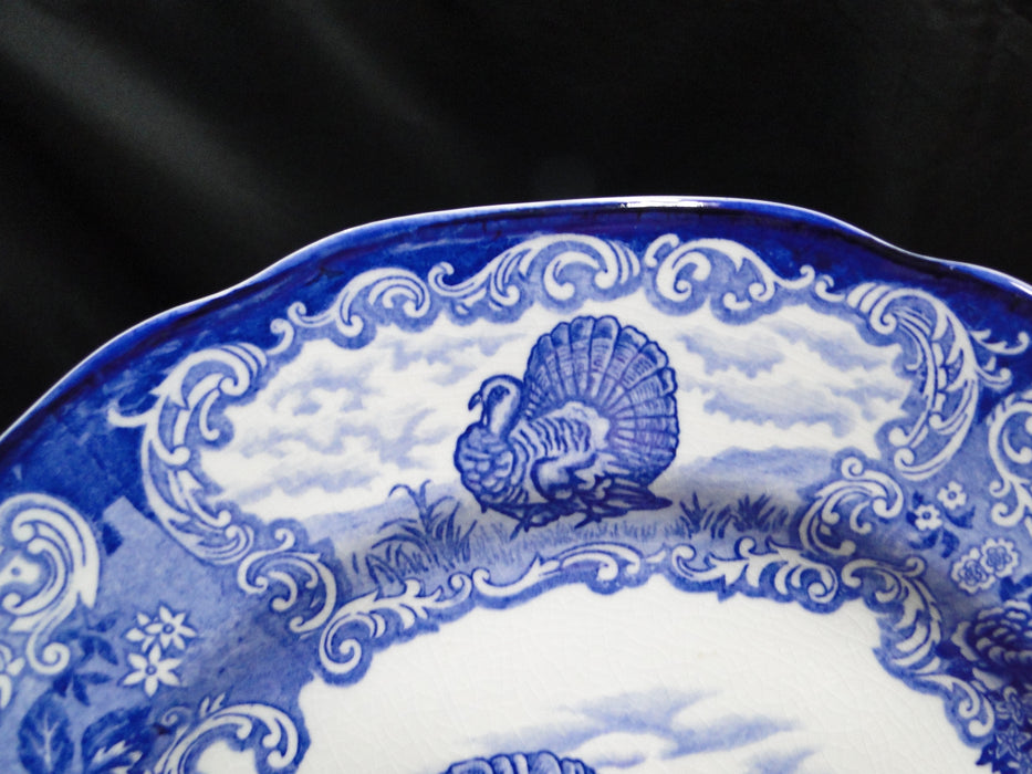Nikko NIK26, Blue  & White Turkeys, Scrolls: Dinner Plate, 10 3/8", Crazing
