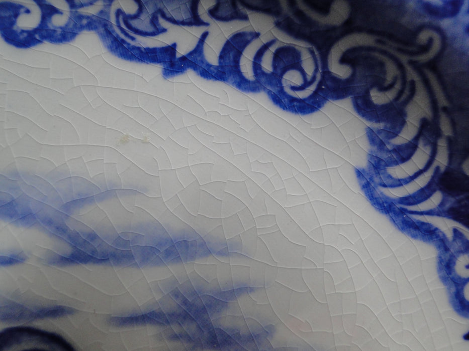 Nikko NIK26, Blue  & White Turkeys, Scrolls: Dinner Plate, 10 3/8", Crazing