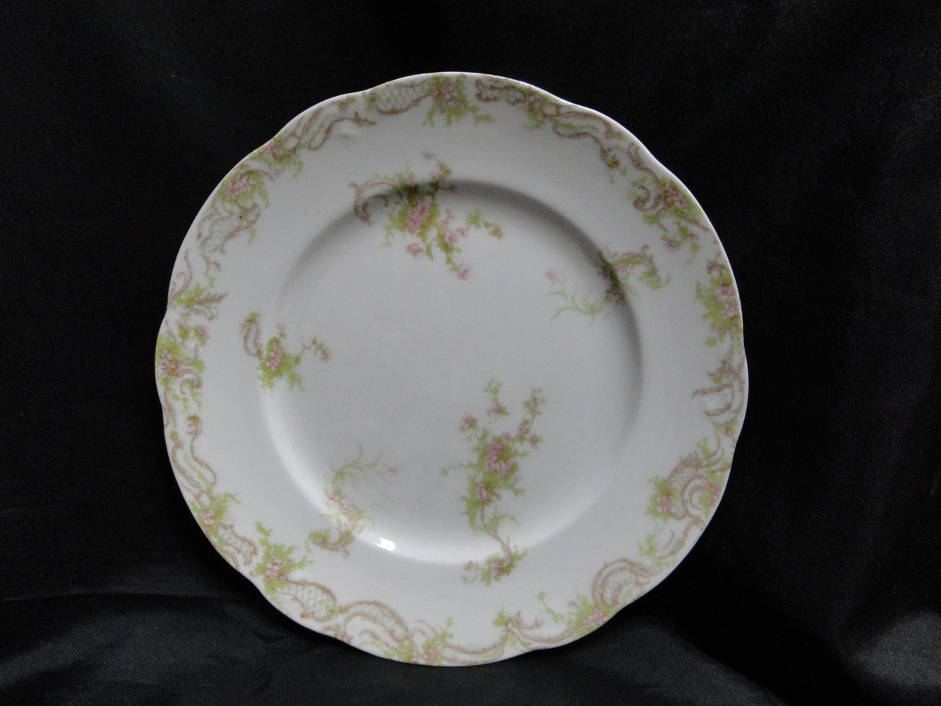 Syracuse 53203, Pink Flowers, Tan Lattice: Dinner Plate (s), 9 3/4", Wear