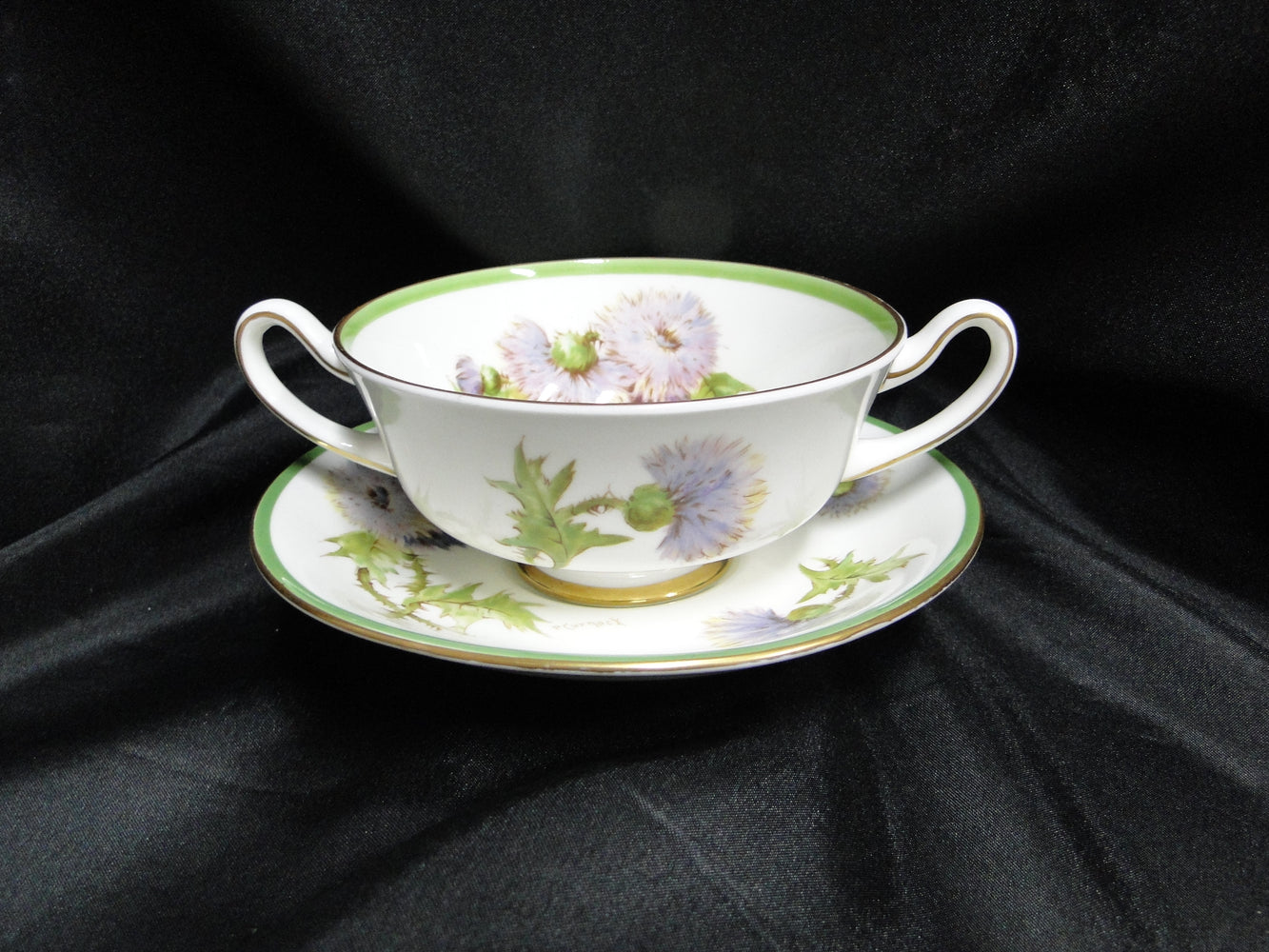 Royal Doulton Glamis Thistle, Purple: Cream Soup Bowl & Saucer