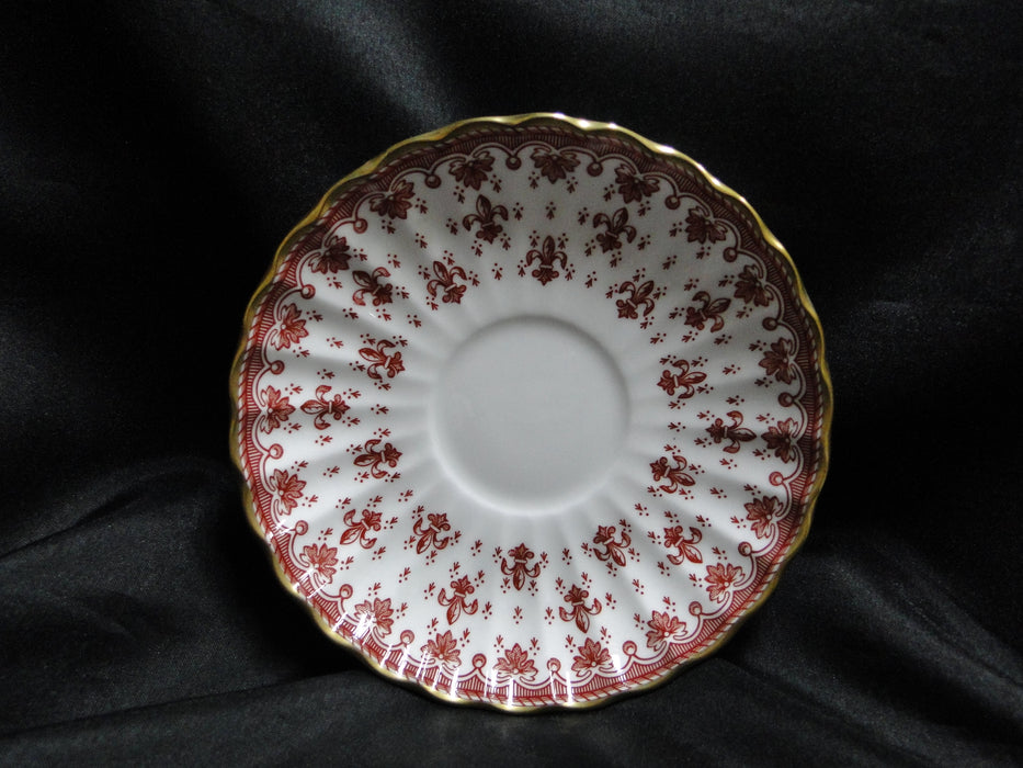 Spode Fleur de Lys Red, Y7481, Gold Trim, Bone: Flat Cup & Saucer Set, 2 1/8"