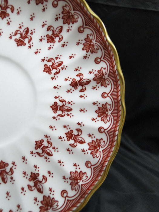 Spode Fleur de Lys Red, Y7481, Gold Trim, Bone: Flat Cup & Saucer Set, 2 1/8"