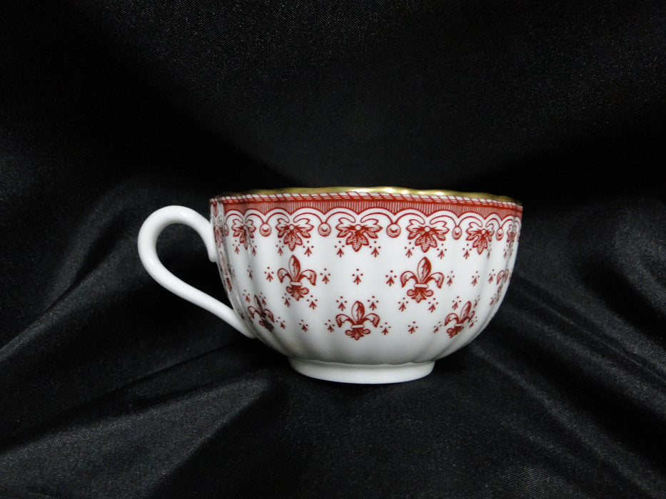 Spode Fleur de Lys Red, Y7481, Gold Trim, Bone: Flat Cup & Saucer Set, 2 1/8"